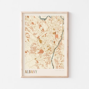 Affiche de carte d'Albany, impression d'Albany, affiche d'Albany, art mural d'Albany, New York, cadeau de voyage, art mural bohème