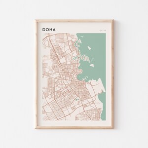 Doha Map Poster, Doha Print, Doha Poster, Doha Wall Art, Kuwait, Travel Gift, Minimalist Print