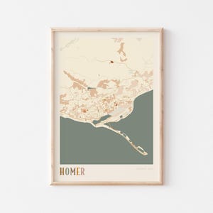 Affiche carte de Homer, impression de Homer, affiche de Homer, art mural de Homer, Alabama, cadeau de voyage, art mural bohème, cadeau de Noël