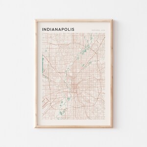 Affiche de carte d'Indianapolis, affiche d'Indianapolis, impression d'Indianapolis, art mural d'Indianapolis, impression de carte d'Indianapolis, Indianapolis Indiana