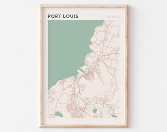 Port Louis Map Poster, Port Louis Print, Port Louis Poster, Port Louis Wall Art, Mauritius Africa, Travel Gift, Minimalist Art