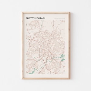 Nottingham Karte Poster, Nottingham Poster, Nottingham Wandkunst, Nottingham Druck, Nottingham Karte Druck, Nottingham Travel, Vereinigtes Königreich