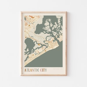 Atlantic City Map Poster, Atlantic City Print, Atlantic City Poster, Atlantic City Wall Art, New Jersey, Travel Gift, Boho Poster