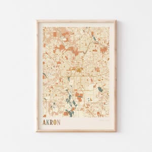 Akron Map Poster, Akron Print, Akron Poster, Akron Wall Art, Ohio, Travel Gift, Boho Decor