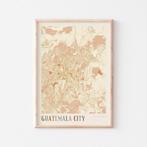 Mapa da Cidade da Guatemala, pôster, impressão da Cidade da Guatemala, pôster da Cidade da Guatemala, arte de parede da Cidade da Guatemala, Guatemala, presente de viagem, pôster Boho