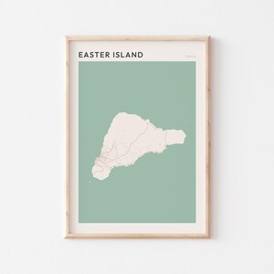 Paaseiland kaart poster, Paaseiland print, Paaseiland poster, Paaseiland kunst aan de muur, Chili, reiscadeau, minimalistische kunst