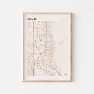 Affiche de carte d'Ogden, impression d'Ogden, affiche d'Ogden, art mural Ogden, Utah, cadeau de voyage, décoration de ferme