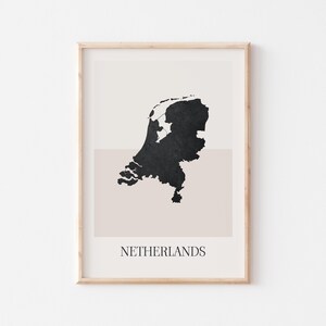 Affiche de carte des Pays-Bas, impression des Pays-Bas, impression de carte des Pays-Bas, art mural bohème minimaliste, impression d'art des Pays-Bas, décoration pour la maison ou un cadeau