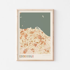 Affiche de carte d'Édimbourg, affiche d'Édimbourg, art mural Édimbourg, impression d'Édimbourg, impression de carte de voyage d'Édimbourg, Royaume-Uni, art mural bohème