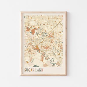Sugar Land Karte Poster, Sugar Land Druck, Sugar Land Poster, Sugar Land Wandkunst, Texas, Reise Geschenk, Boho Print