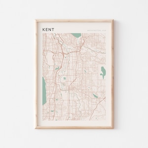Kent Karte Poster, Kent Druck, Kent Poster, Kent Wandkunst, Washington, Reisegeschenk, minimalistischer Druck