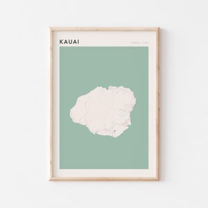 Affiche de carte de Kauai, impression de Kauai, affiche de Kauai, art mural Kauai, Hawaï, cadeau de voyage, décoration murale de ferme, art mural de chambre à coucher, cadeau pour maman