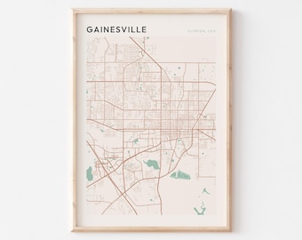 Gainesville Map Poster, Gainesville Print, Gainesville Poster, Gainesville Wall Art, Florida, Travel Gift, Farmhouse Wall Decor