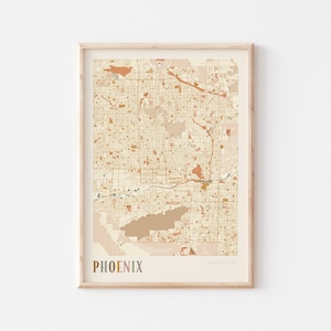 Affiche de carte de Phoenix, art mural Phoenix, plan de la ville de Phoenix, impression de Phoenix, affiche de Phoenix, Phoenix, Arizona, États-Unis, art mural bohème
