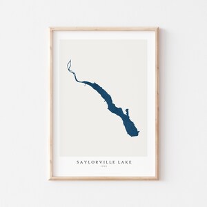 Lago Saylorville, Stampa del lago Saylorville, Poster del lago Saylorville, Arte del lago Saylorville, Arte murale del lago, Stampa della mappa del lago, Casa sul lago, Iowa