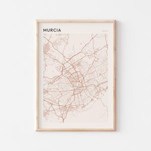 Affiche de carte de Murcie, impression de Murcie, affiche de Murcie, art mural de Murcie, Espagne, cadeau de voyage, impression minimaliste