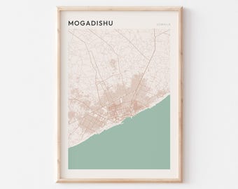 Mogadishu Map Poster, Mogadishu Print, Mogadishu Poster, Mogadishu Wall Art, Somalia Africa, Travel Gift, Minimalist Art