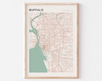Buffalo Map Poster, Buffalo Print, Buffalo Poster, Buffalo Wall Art, New York, Travel Gift, Scandi Poster