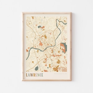 Lawrence Map Poster, Lawrence Print, Lawrence Poster, Lawrence Wall Art, Massachusetts, Travel Gift, Boho Print