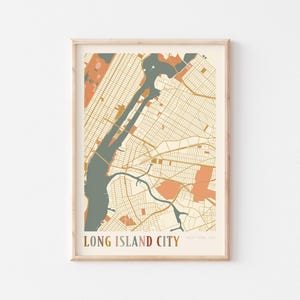 Affiche de carte de la ville de Long Island, impression de la ville de Long Island, affiche de la ville de Long Island, art mural de la ville de Long Island, New York, art mural bohème