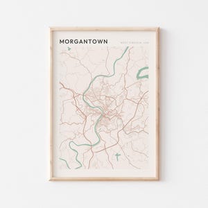Morgantown Map Poster, Morgantown Print, Morgantown Poster, Morgantown Wall Art, West Virginia, Travel Gift, Minimalist Print