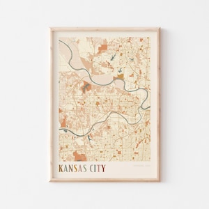 Kansas City Map Poster, Kansas City Print, Kansas City Poster, Kansas City Wall Art, Kansas, Travel Gift, Boho Print