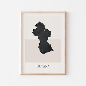 Guyana Map Poster, Guyana Print, Guyana Map Print Minimalist Boho Wall Art, Guyana Art Print Decor For Home or Gift