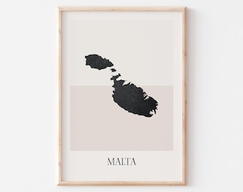 Malta Map Poster, Malta Print, Malta Map Print Minimalist Boho Wall Art, Malta Art Print Decor For Home or Gift