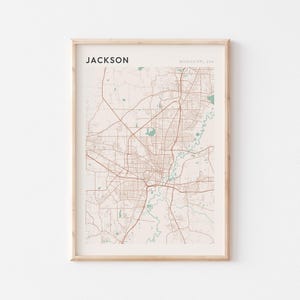 Jackson Map Poster, Jackson Print, Jackson Poster, Jackson Wall Art, Mississippi, Travel Gift, Minimalist Print