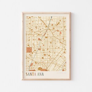 Affiche de carte de Santa Ana, impression de Santa Ana, affiche de Santa Ana, art mural Santa Ana, Californie, cadeau de voyage, art mural bohème, inspiration bureau
