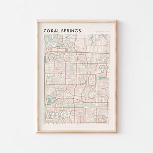 Coral Springs-kaartposter, Coral Springs-print, Coral Springs-poster, Coral Springs-muurkunst, Coral Springs-stadskaart, Florida, reiscadeau
