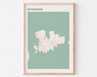Mykonos Karte Poster, Mykonos Print, Mykonos Poster, Mykonos Wandkunst, Griechenland, Reisegeschenk, minimalistische Kunst