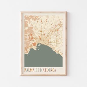Affiche de carte de Palma de Majorque, impression de Palma de Majorque, affiche de Palma de Majorque, art mural Palma de Majorque, Espagne, cadeau de voyage, impression bohème