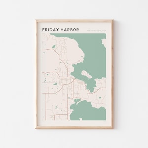 Freitag Hafen Karte Poster, Freitag Hafen Druck, Freitag Hafen Poster, Freitag Hafen Wandkunst, Washington, Reisegeschenk, minimalistischer Druck