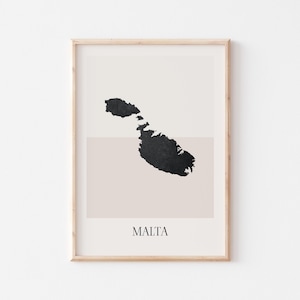 Póster de mapa de Malta, impresión de Malta, impresión de mapa de Malta, arte de pared bohemio minimalista, impresión artística de Malta para decoración del hogar o regalo