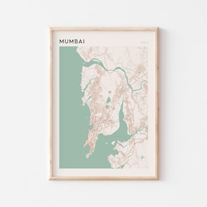 Mumbai Map Poster, Mumbai Print, Mumbai Poster, Mumbai Wall Art, India, Travel Gift, Scandi Print