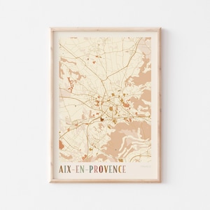 Aix-en-Provence Karte Poster, Aix-en-Provence Druck, Aix-en-Provence Poster, Aix-en-Provence Wandkunst, Frankreich, Reisegeschenk, Boho Print