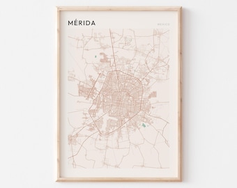 Merida Karte Poster, Merida Druck, Merida Poster, Merida Wandkunst, Mexiko, Reisegeschenk, Bauernhaus Wanddeko