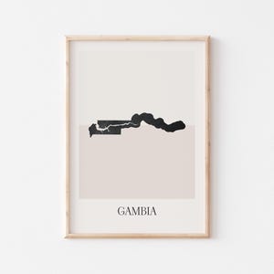 Gambia Map Poster, Gambia Print, Gambia Map Print Minimalist Boho Wall Art, Gambia Art Print Decor For Home or Gift