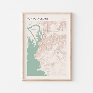 Cartaz do Mapa de Porto Alegre, Impressão de Porto Alegre, Cartaz de Porto Alegre, Arte de Parede de Porto Alegre, Brasil, Presente de Viagem, Arte Minimalista