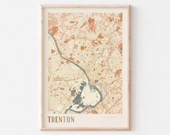 Trenton Map Poster, Trenton Print, Trenton Poster, Trenton Wall Art, New Jersey, Travel Gift, Boho Poster