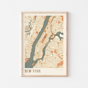 New York kaart poster, New York Wall Art, New York City kaart, kaart van New York, New York Print, New York Travel, New York USA, Boho Wall Art
