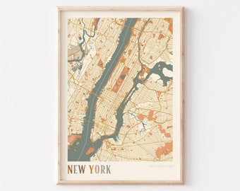 New York Map Poster, New York Wall Art, New York City Map, Map of New York, New York Print, New York Travel, New York USA, Boho Wall Art