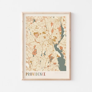 Affiche carte Providence, impression Providence, affiche Providence, art mural Providence, Rhode Island, cadeau de voyage, décoration bohème