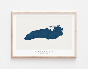 Ontariomeer, Lake Ontario-afdruk, Lake Ontario-poster, Lake Ontario Art, Lake Wall Art, Lake Map Print, Lake Art Print, Ontario, Canada