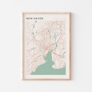 New Haven kaart poster, New Haven print, New Haven poster, New Haven kunst aan de muur, Connecticut, reiscadeau, boerderij muur decor, kantoor print