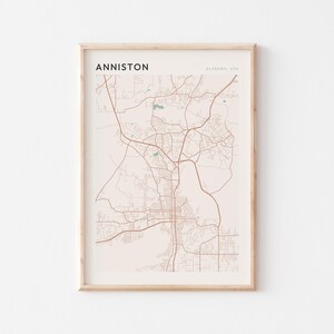 Affiche de carte Anniston, impression Anniston, affiche Anniston, art mural Anniston, Alabama, cadeau de voyage, décoration murale de ferme