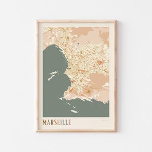 Marseille Karte Poster, Marseille Karte, Marseille Poster, Marseille Wandkunst, Frankreich, Reisegeschenk, Boho Print