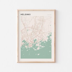 Plakat z mapą Helsinek, wydruk z Helsinek, plakat z Helsinek, sztuka ścienna z Helsinek, Finlandia, prezent podróżny, wydruk skandynawski