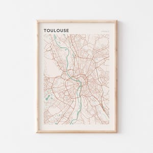 Toulouse Karte Poster, Toulouse Druck, Toulouse Poster, Toulouse Wandkunst, Frankreich, Reisegeschenk, Scandi Poster